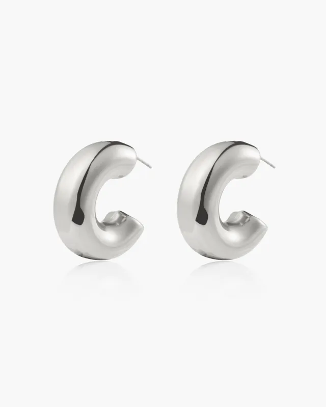 Chunky Hoop Earrings in Silver sold by En Route Jewelry