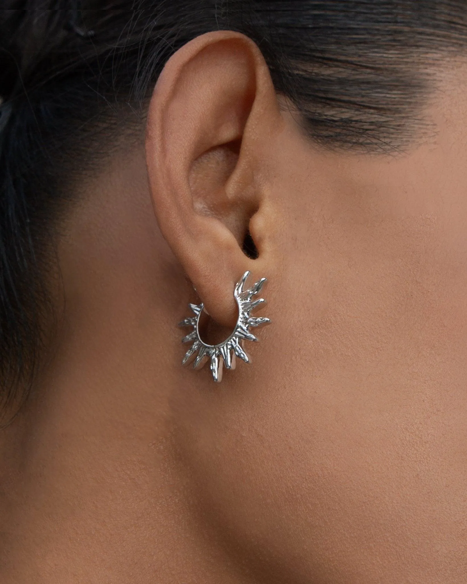 Sun Hoop Earrings in Silver sold by En Route Jewelry product image thumbnail 4