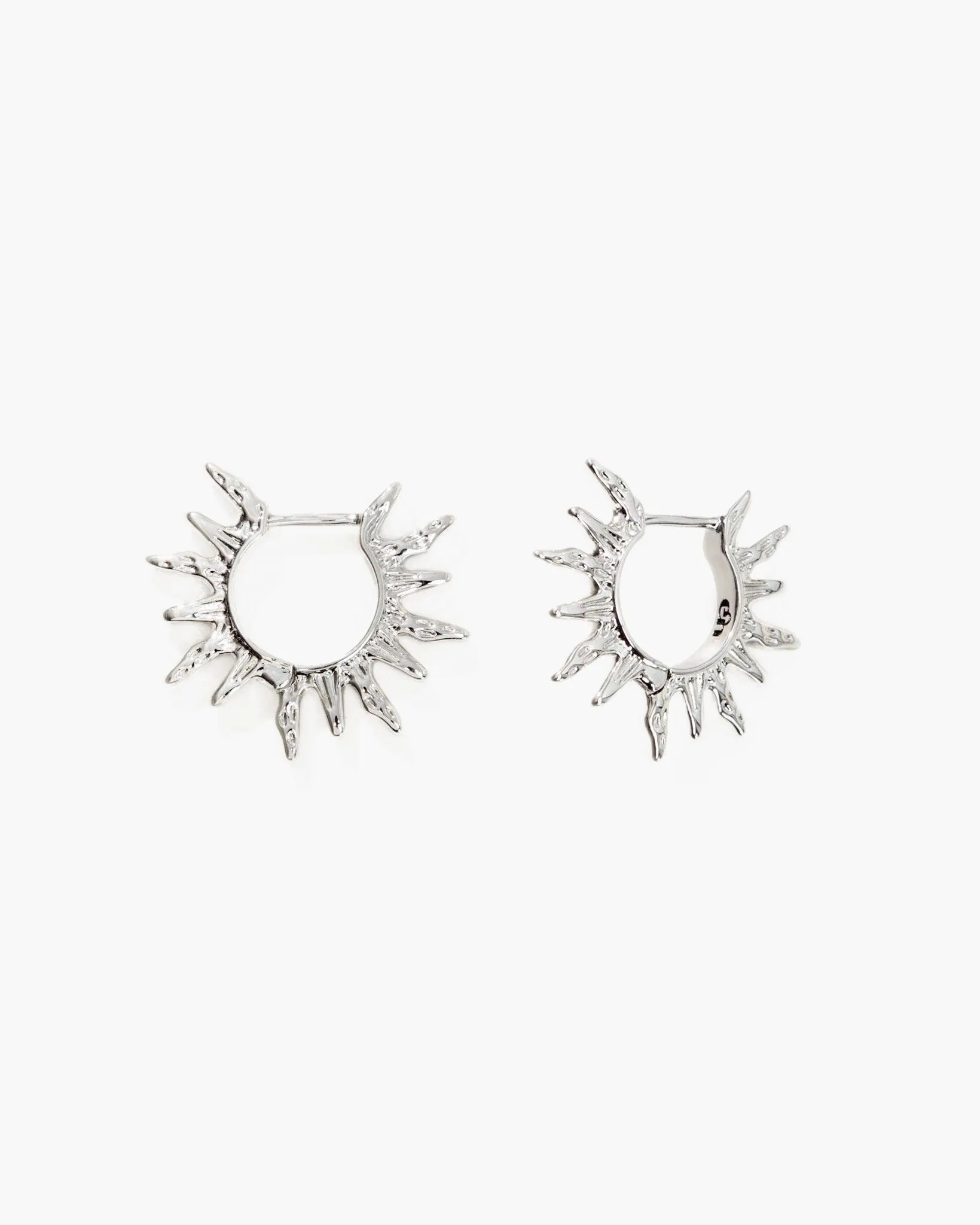 Sun Hoop Earrings in Silver sold by En Route Jewelry