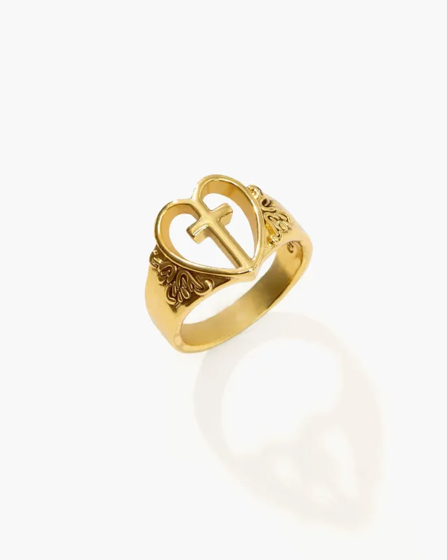 Creda Heart Cross Ring sold by en route