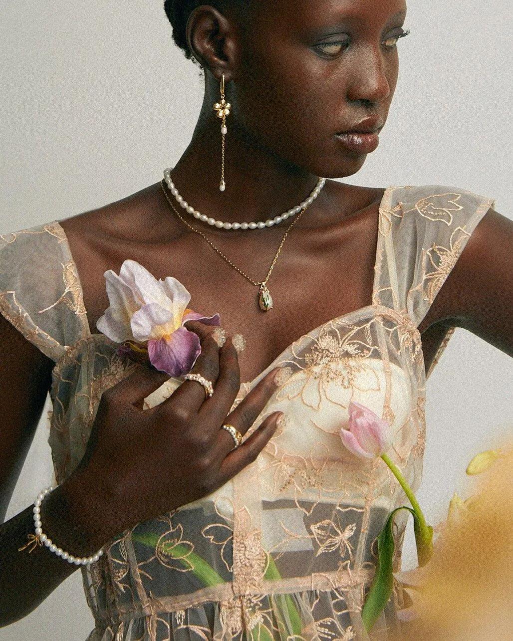 Camille Flower Drop Earrings sold by En Route Jewelry