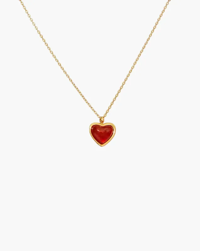 Carnelian Stone Heart Necklace sold by En Route Jewelry