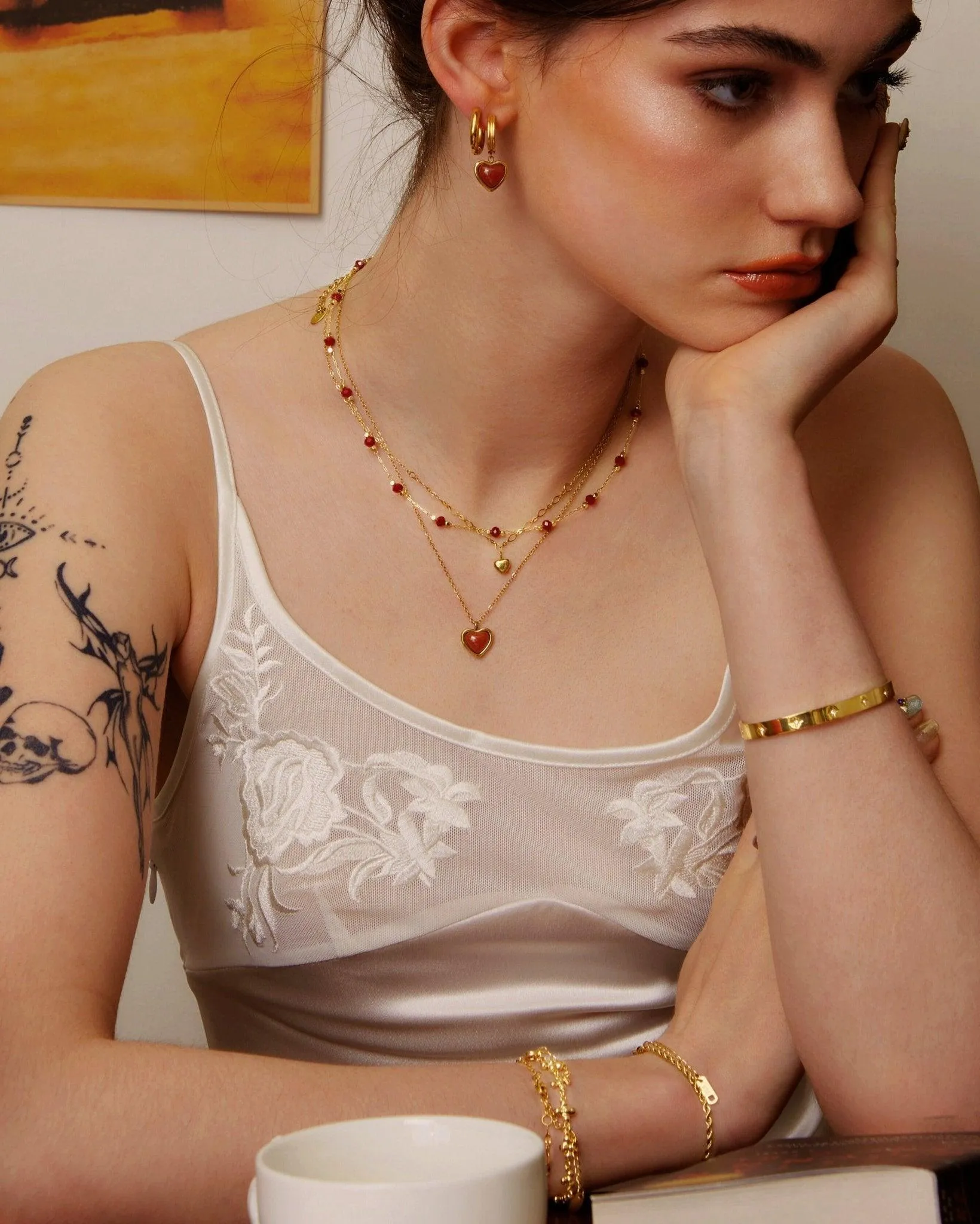 Carnelian Stone Heart Necklace sold by En Route Jewelry product image thumbnail 2