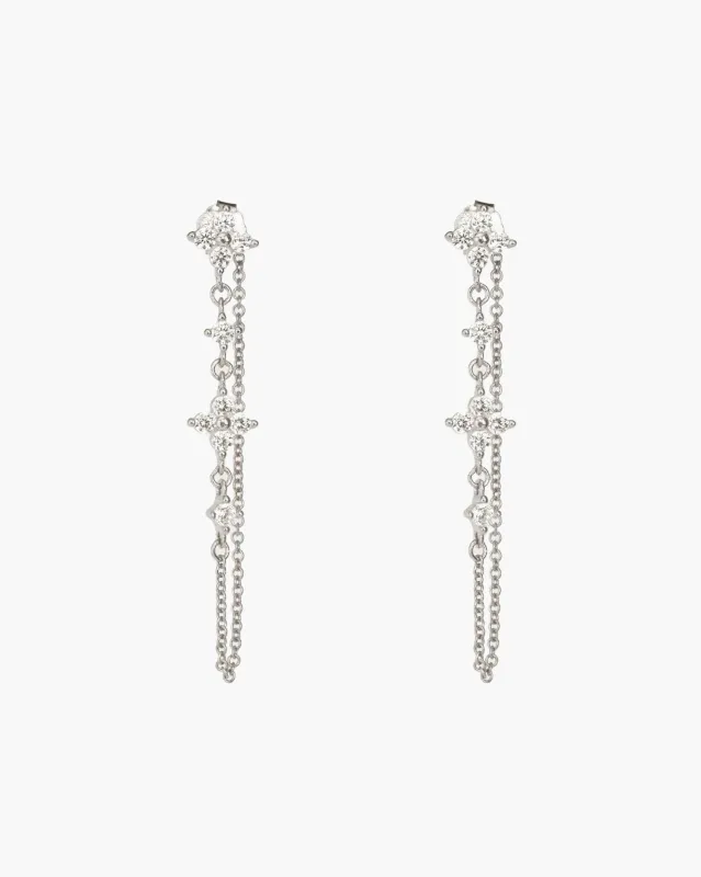 Silver Clover Drop Earrings sold by en route