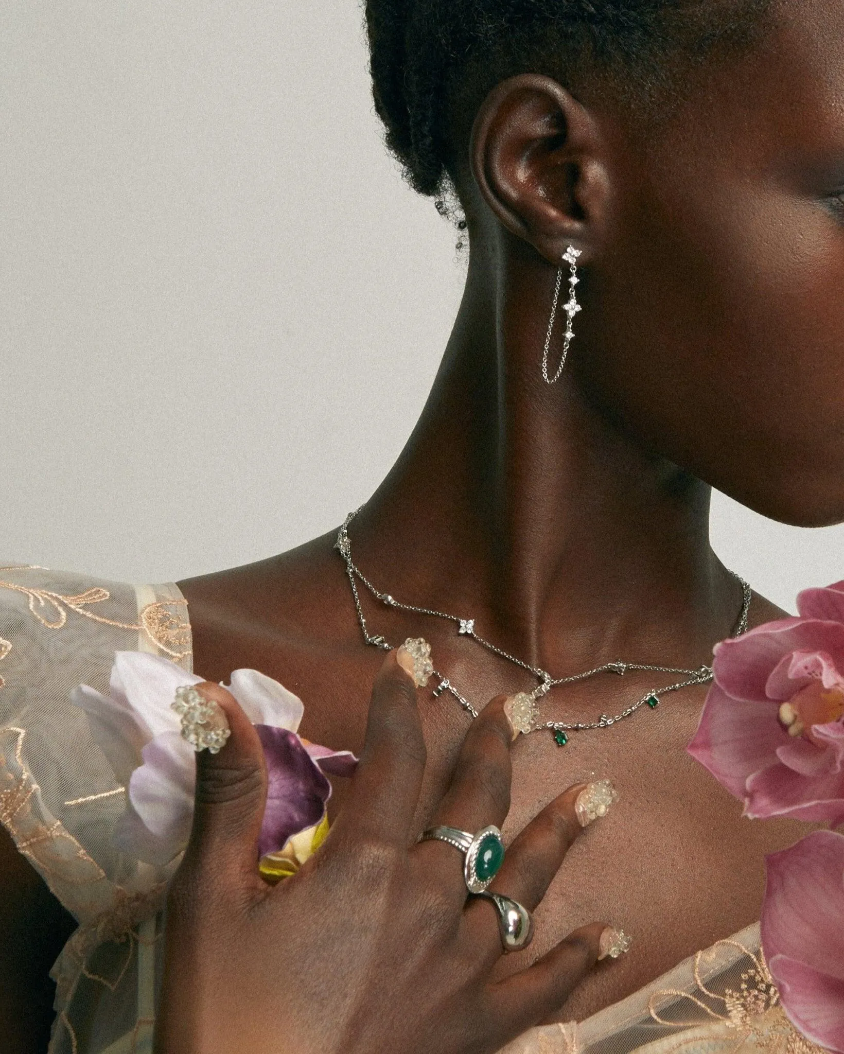 Silver Clover Drop Earrings sold by en route product image thumbnail 3