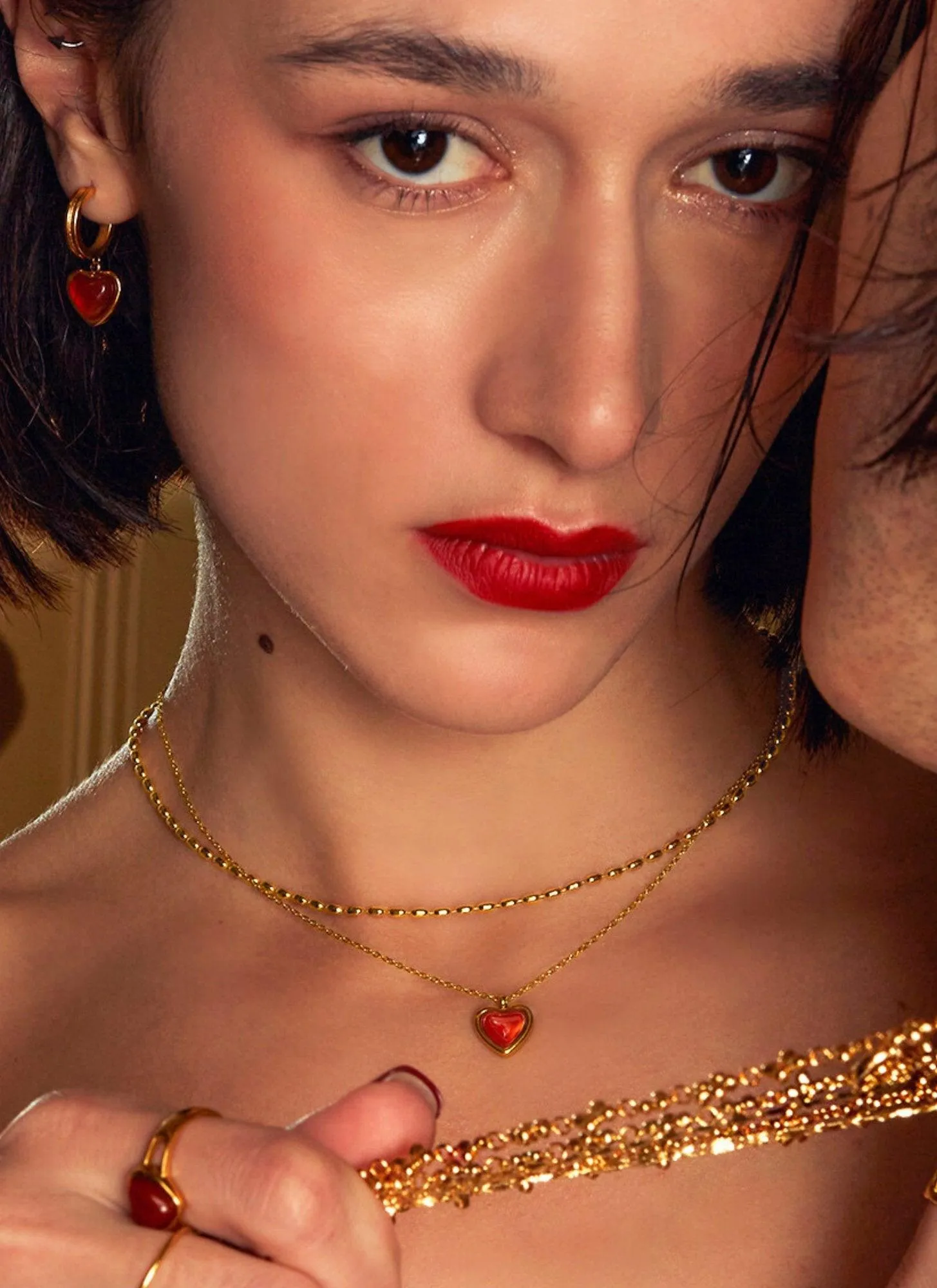 Carnelian Stone Hoop Earrings sold by en route product image thumbnail 3