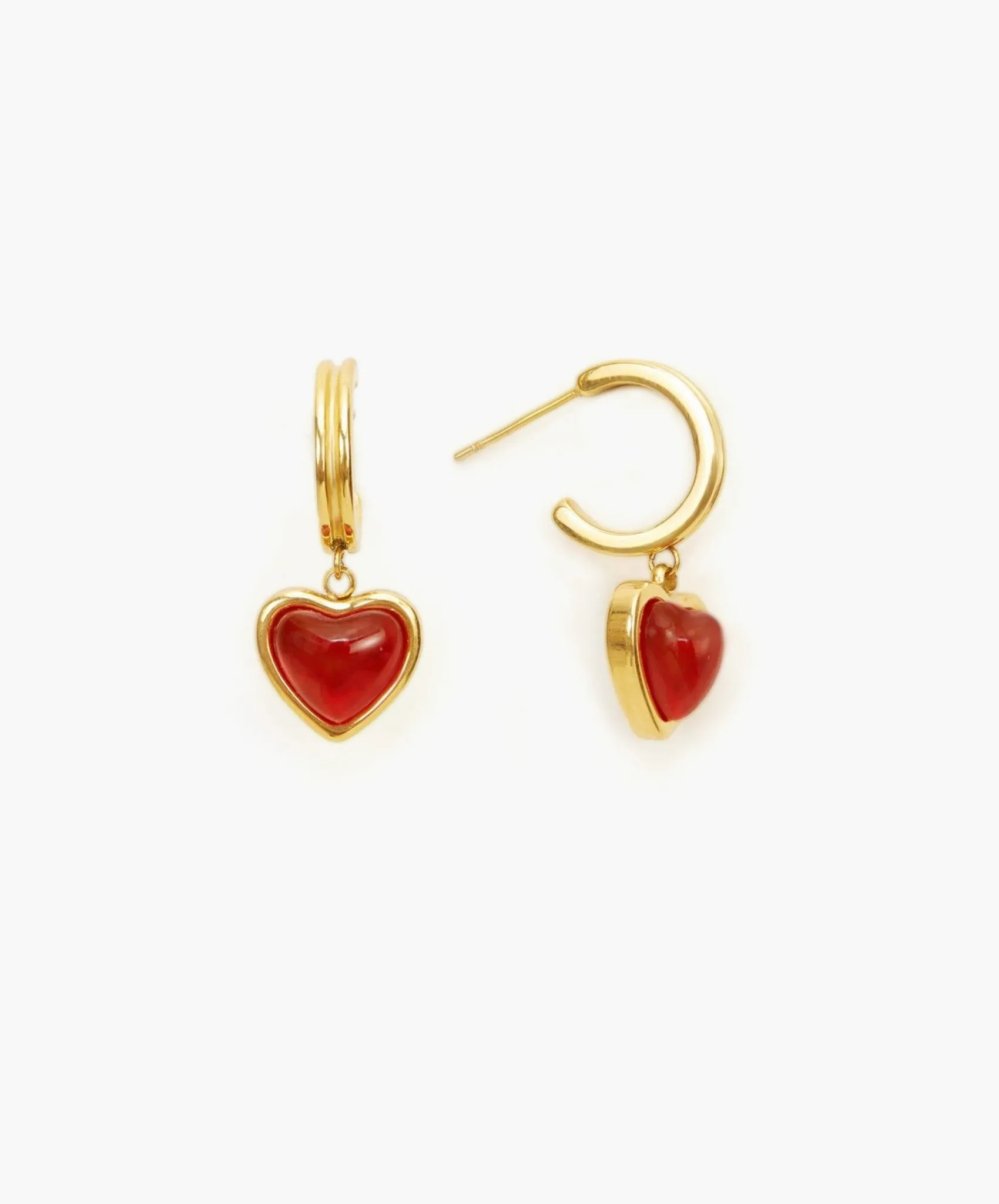 Carnelian Stone Hoop Earrings sold by en route