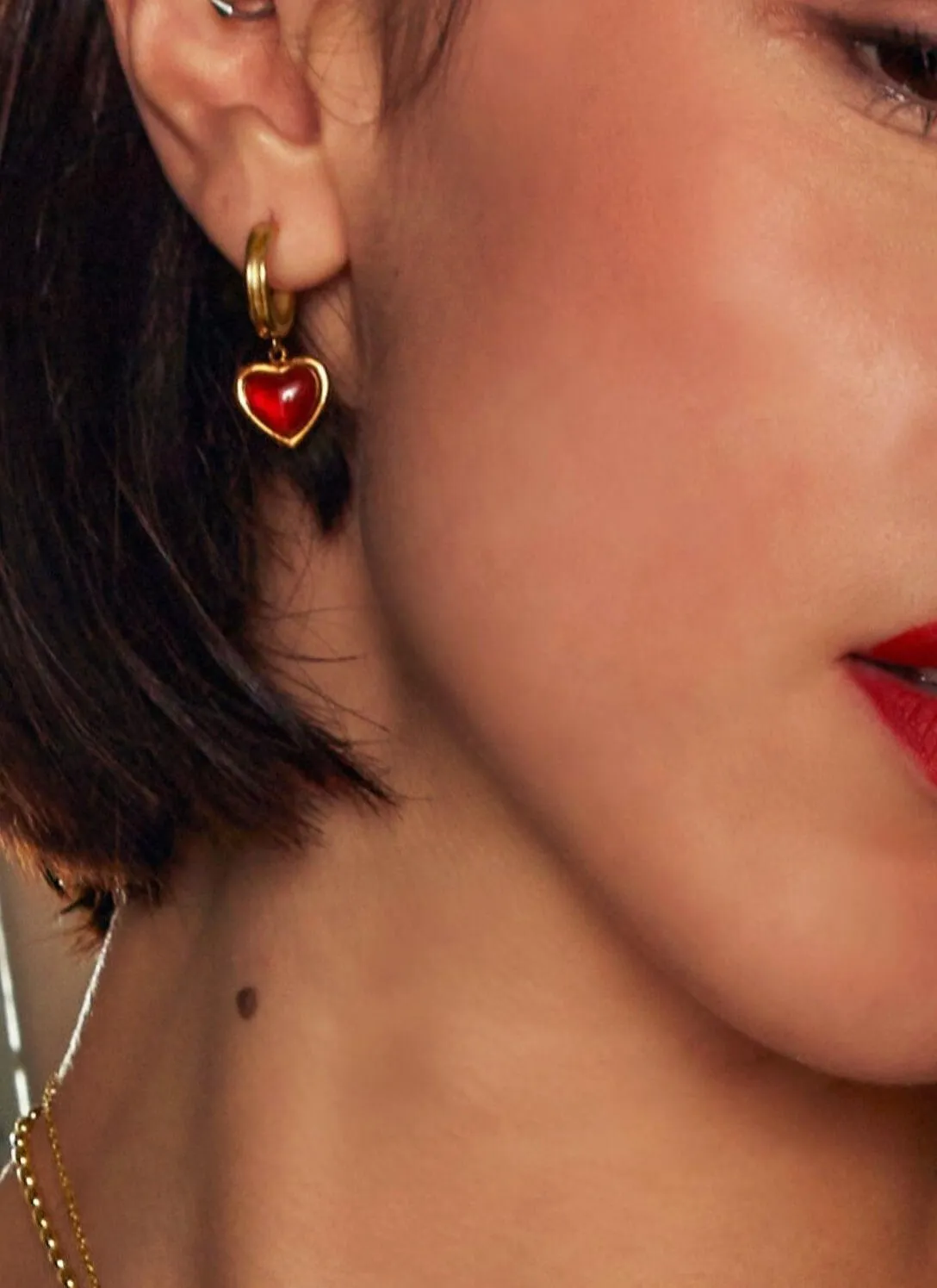 Carnelian Stone Hoop Earrings sold by en route product image thumbnail 2