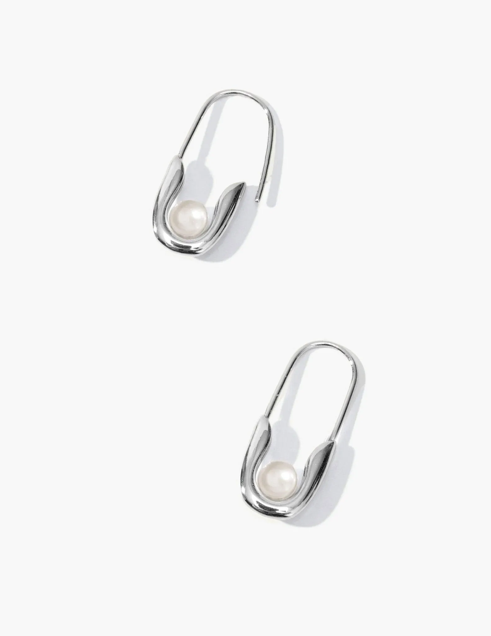 Silver Petite Safety Pin Earrings sold by En Route Jewelry product image thumbnail 4