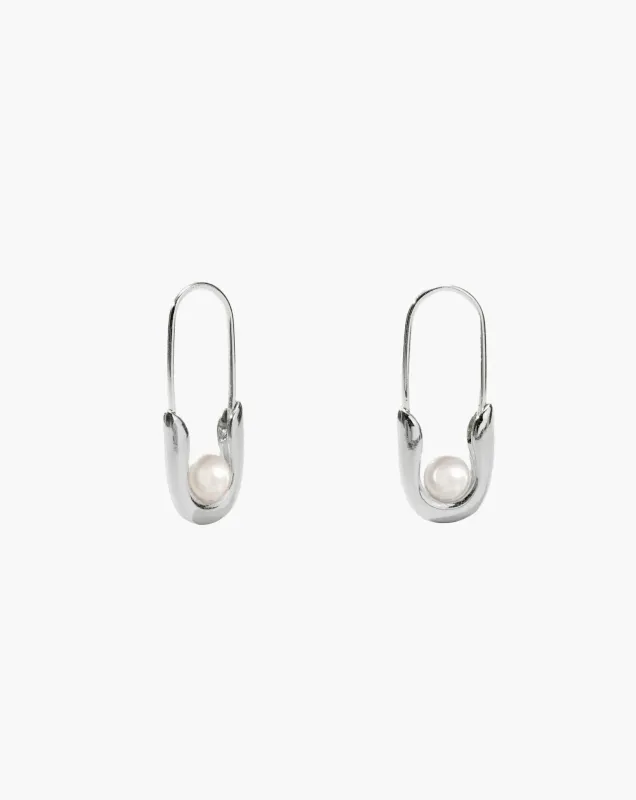Silver Petite Safety Pin Earrings made by En Route Jewelry