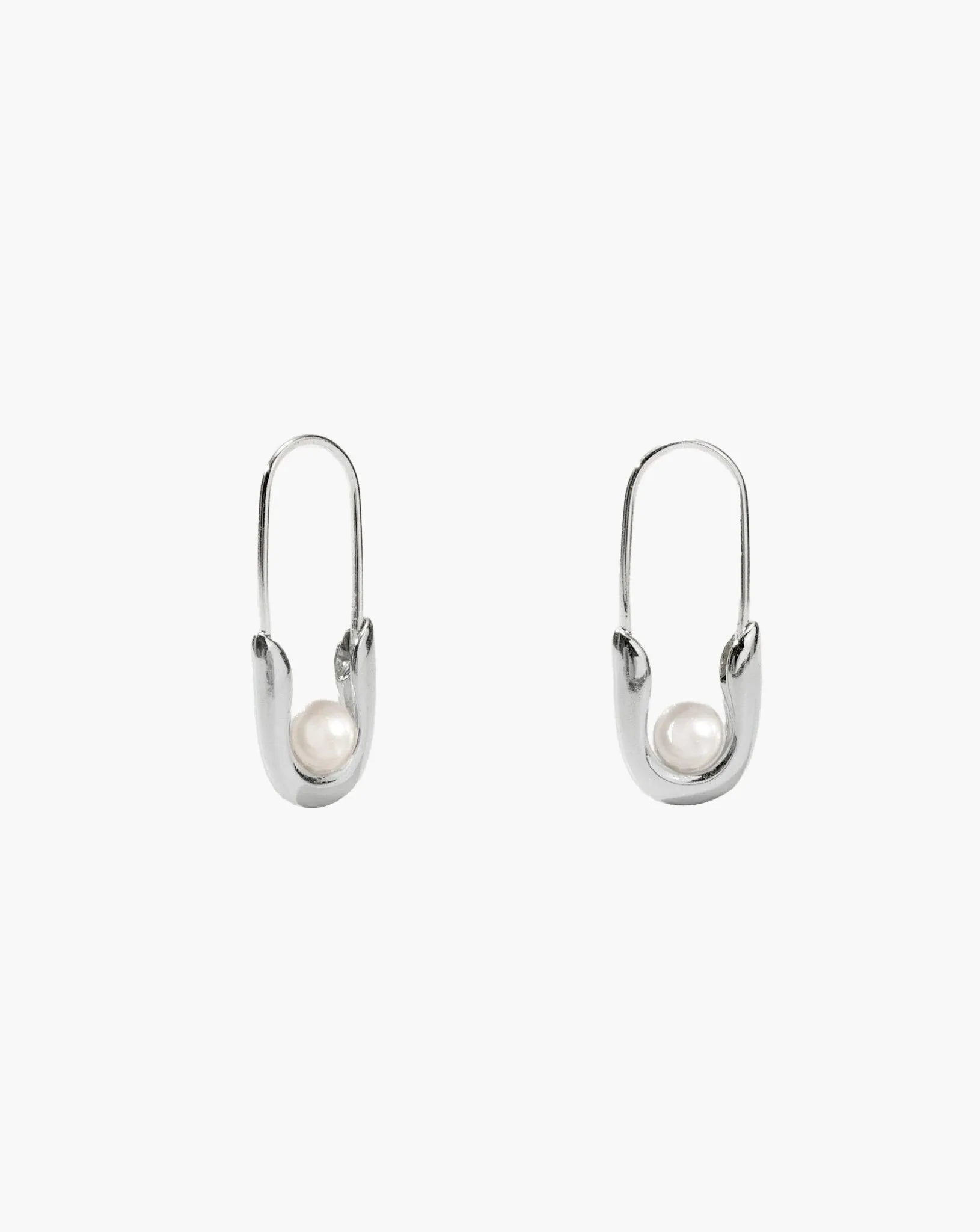 Silver Petite Safety Pin Earrings sold by En Route Jewelry
