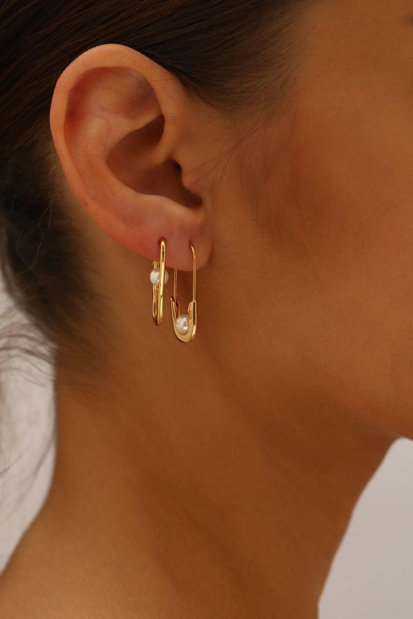 Petite Safety Pin Earrings sold by En Route Jewelry product image thumbnail 2