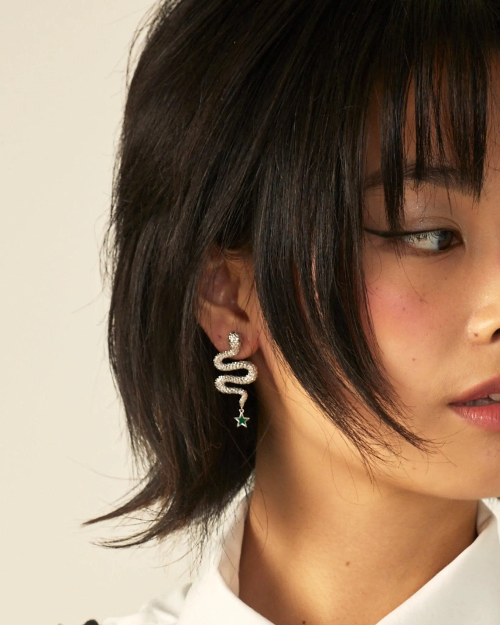 Snake Earrings in Silver sold by en route product image thumbnail 2