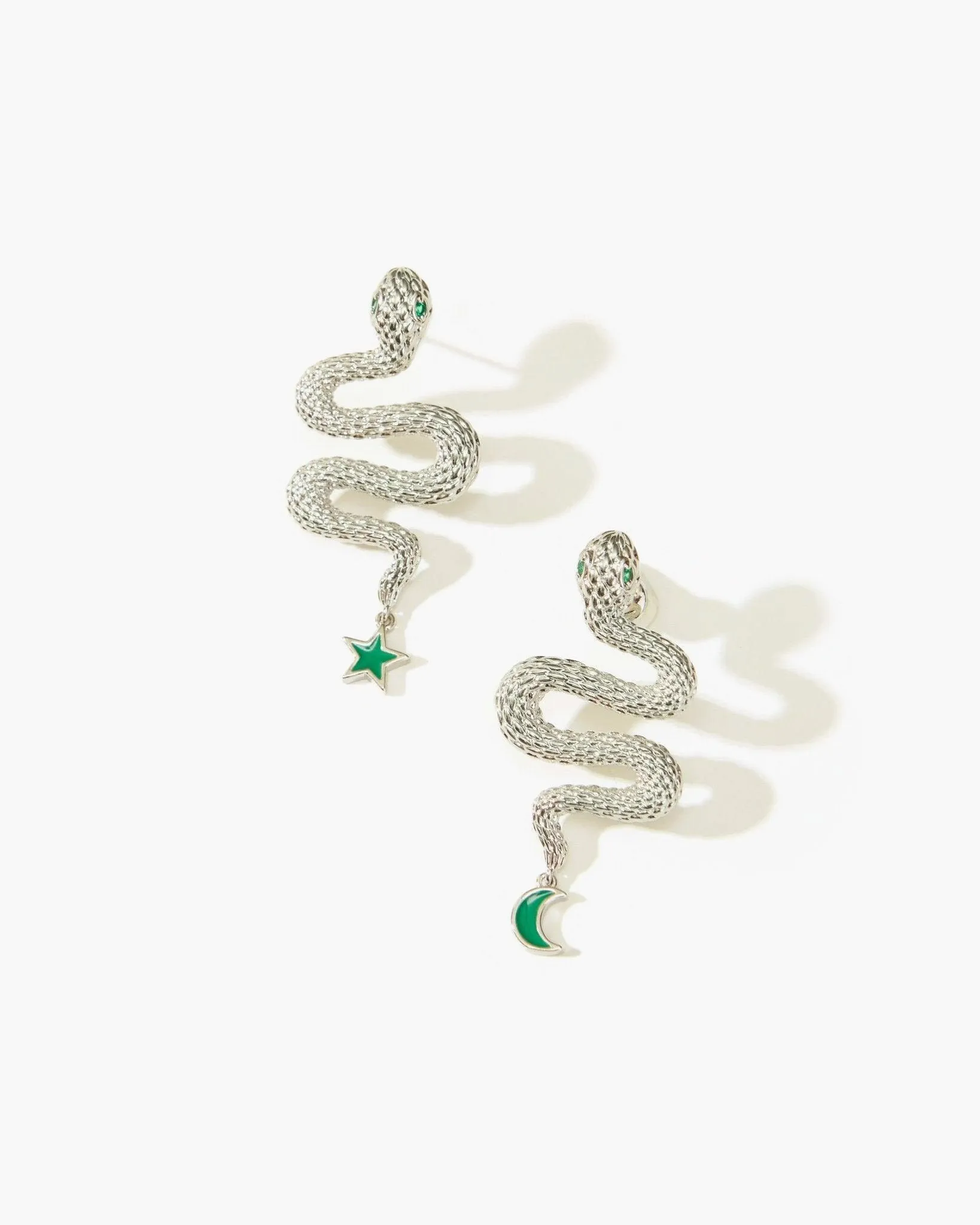 Snake Earrings in Silver sold by en route product image thumbnail 3