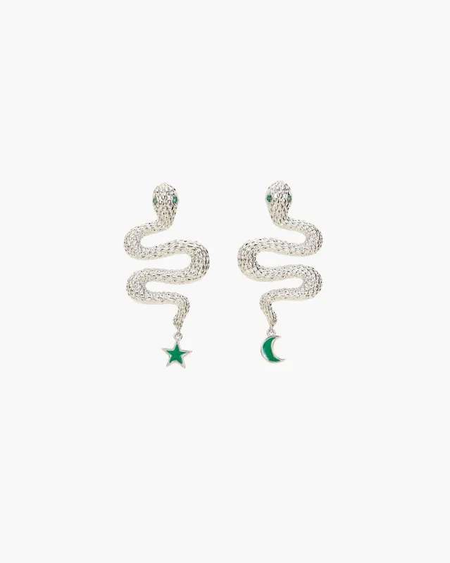Snake Earrings in Silver made by En Route Jewelry