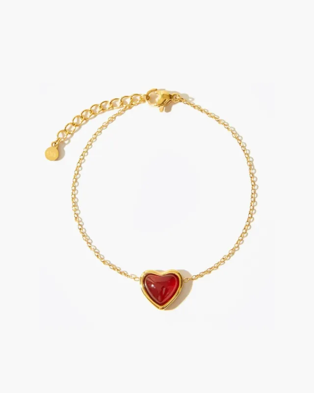 Carnelian Stone Heart Bracelet sold by en route