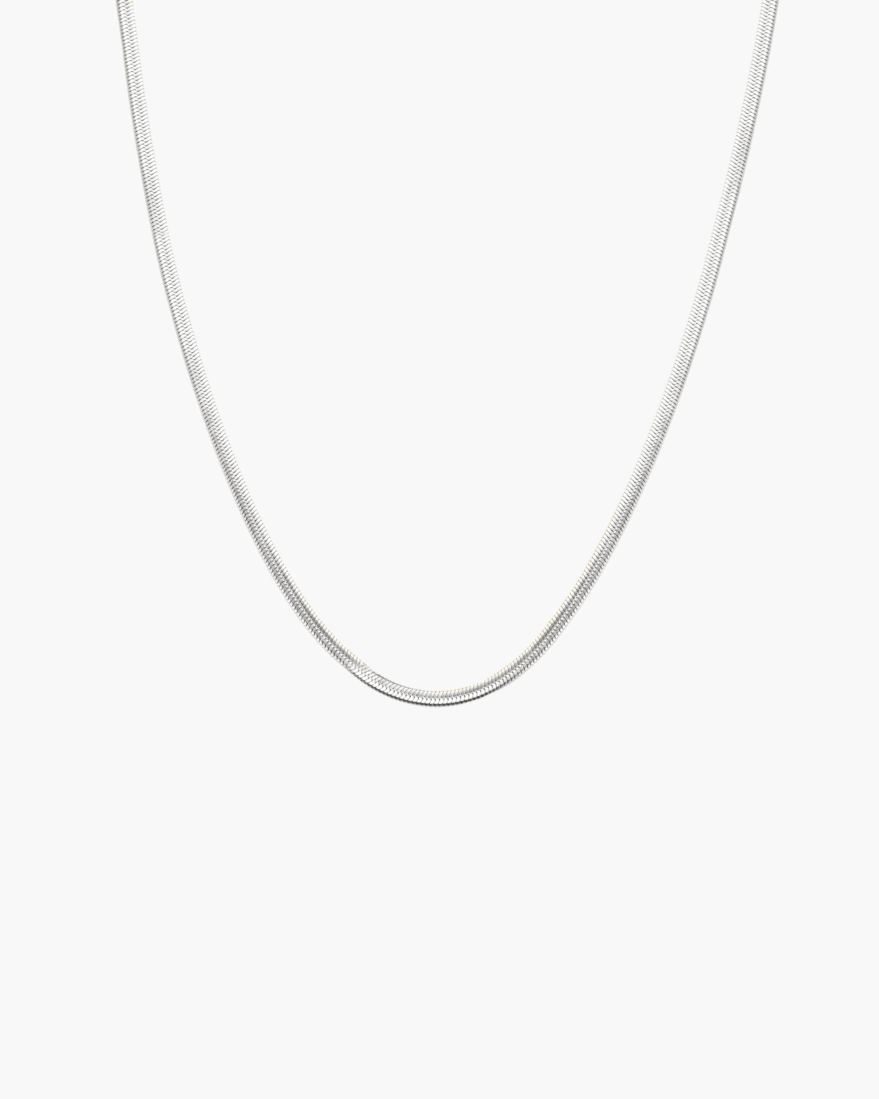 3mm Herringbone Chain Necklace in Silver sold by En Route Jewelry