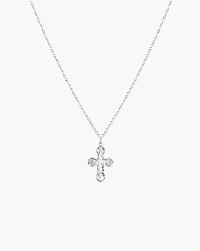Mini Cross Pendant Necklace in Silver made by En Route Jewelry
