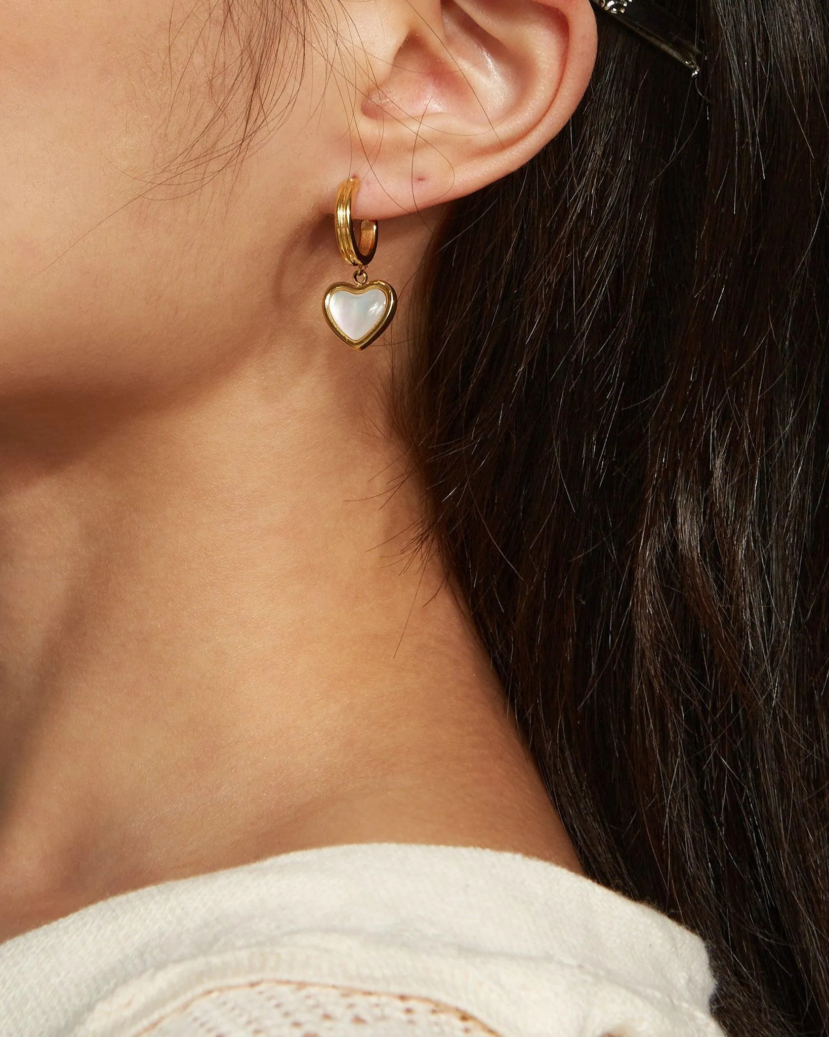 Pearlescent Heart Earrings sold by en route product image thumbnail 2