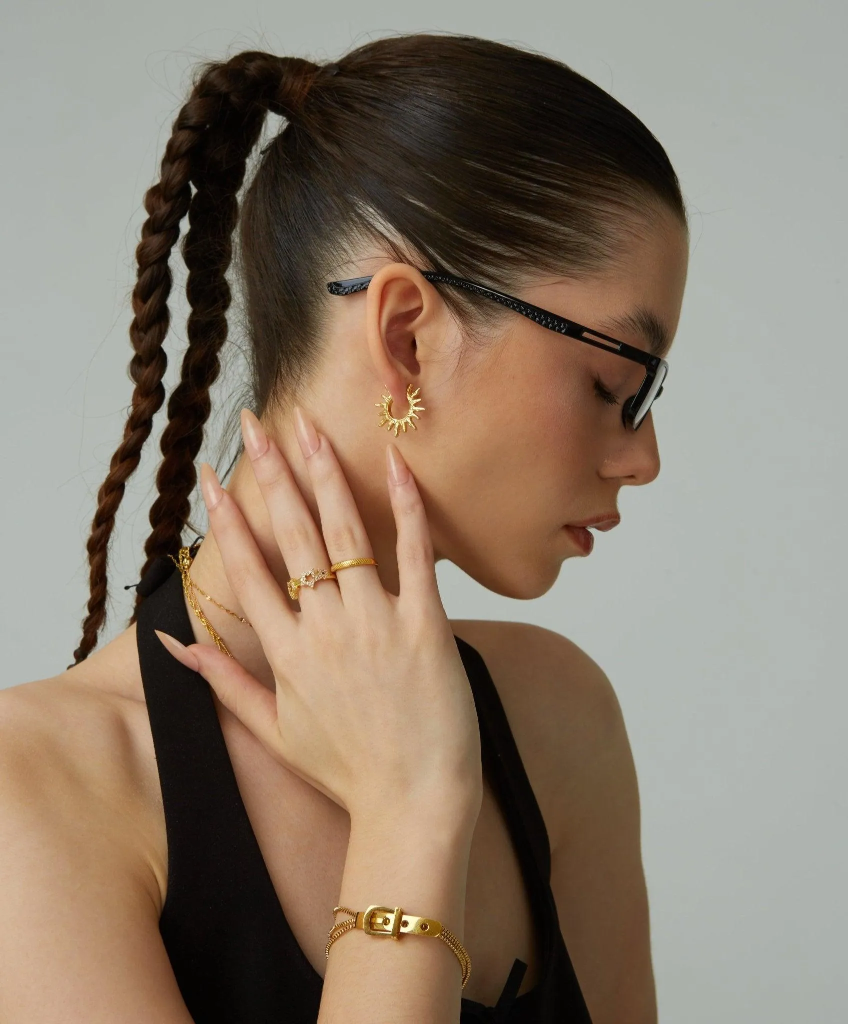 Sun Hoop Earrings sold by En Route Jewelry product image thumbnail 2