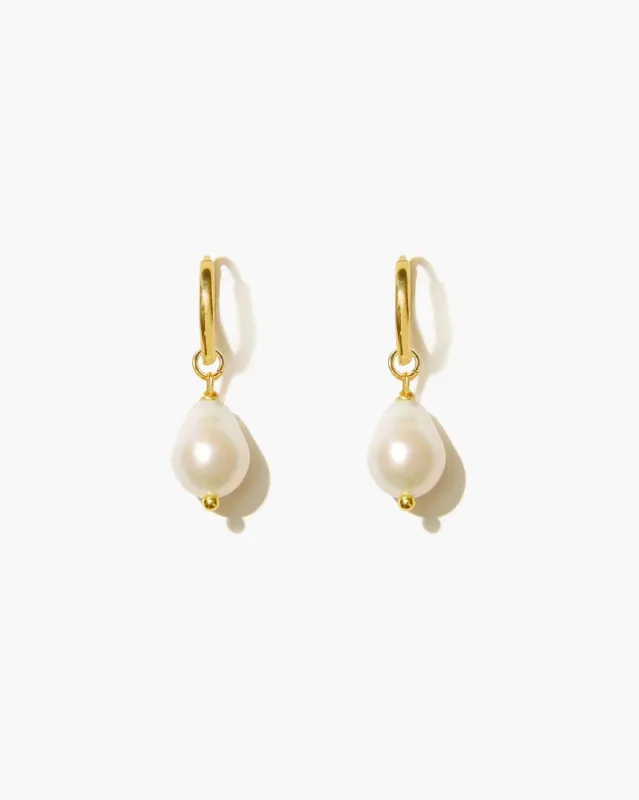 Pearl Hoop Earrings sold by En Route Jewelry