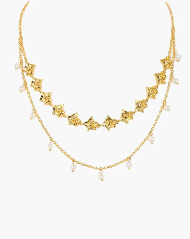 Pearl Rose Necklace made by En Route Jewelry