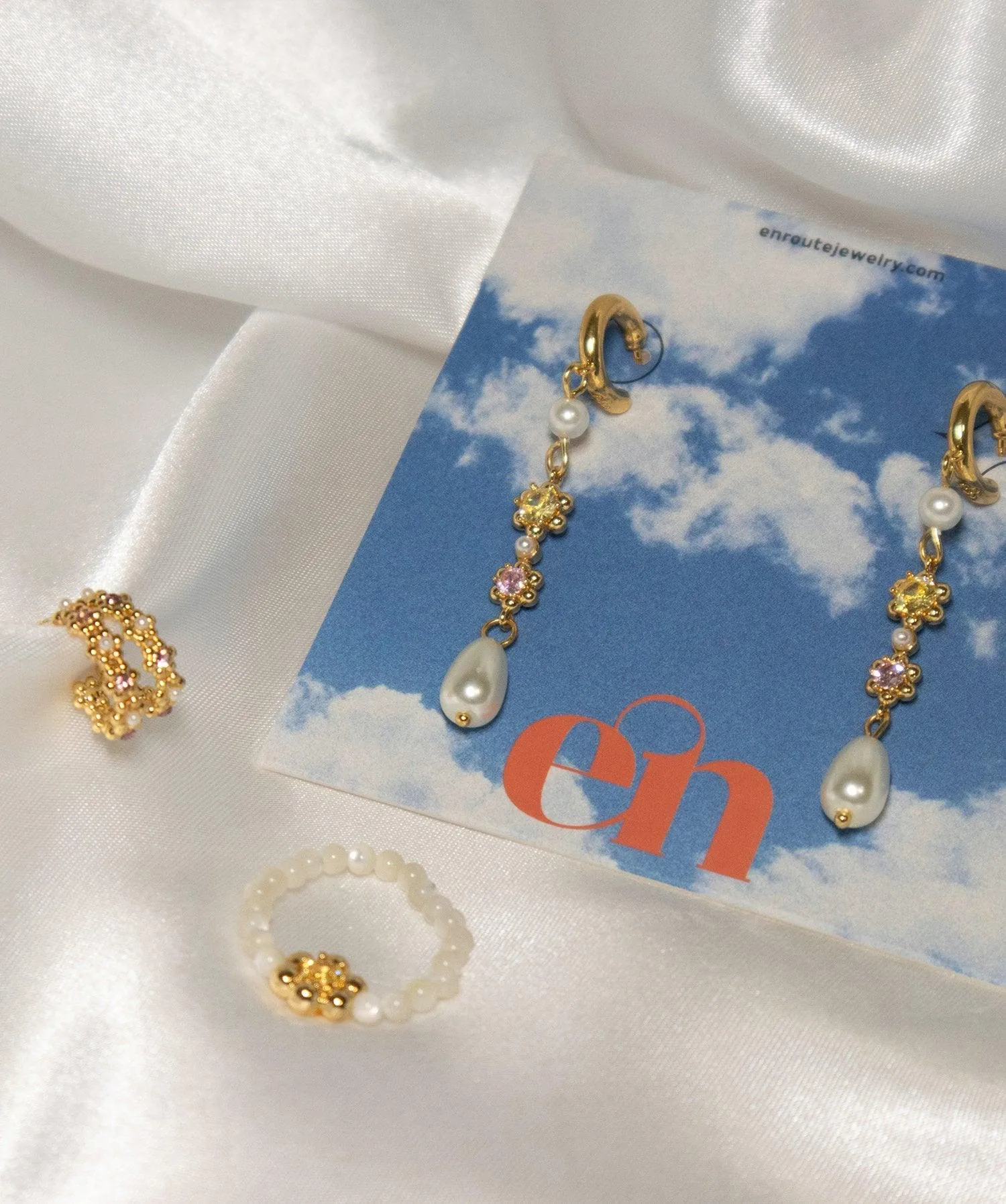 Flower Drop Earrings sold by En Route Jewelry product image thumbnail 5