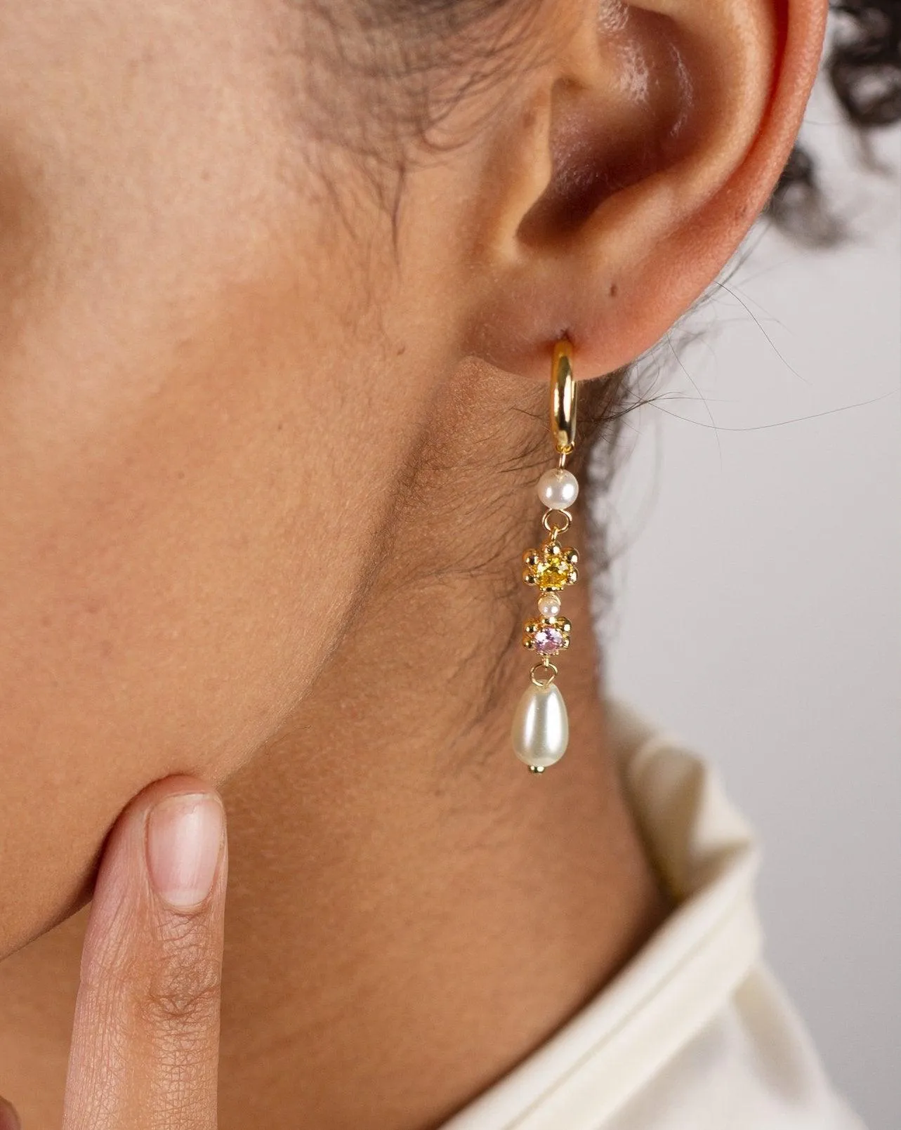 Flower Drop Earrings sold by En Route Jewelry product image thumbnail 3