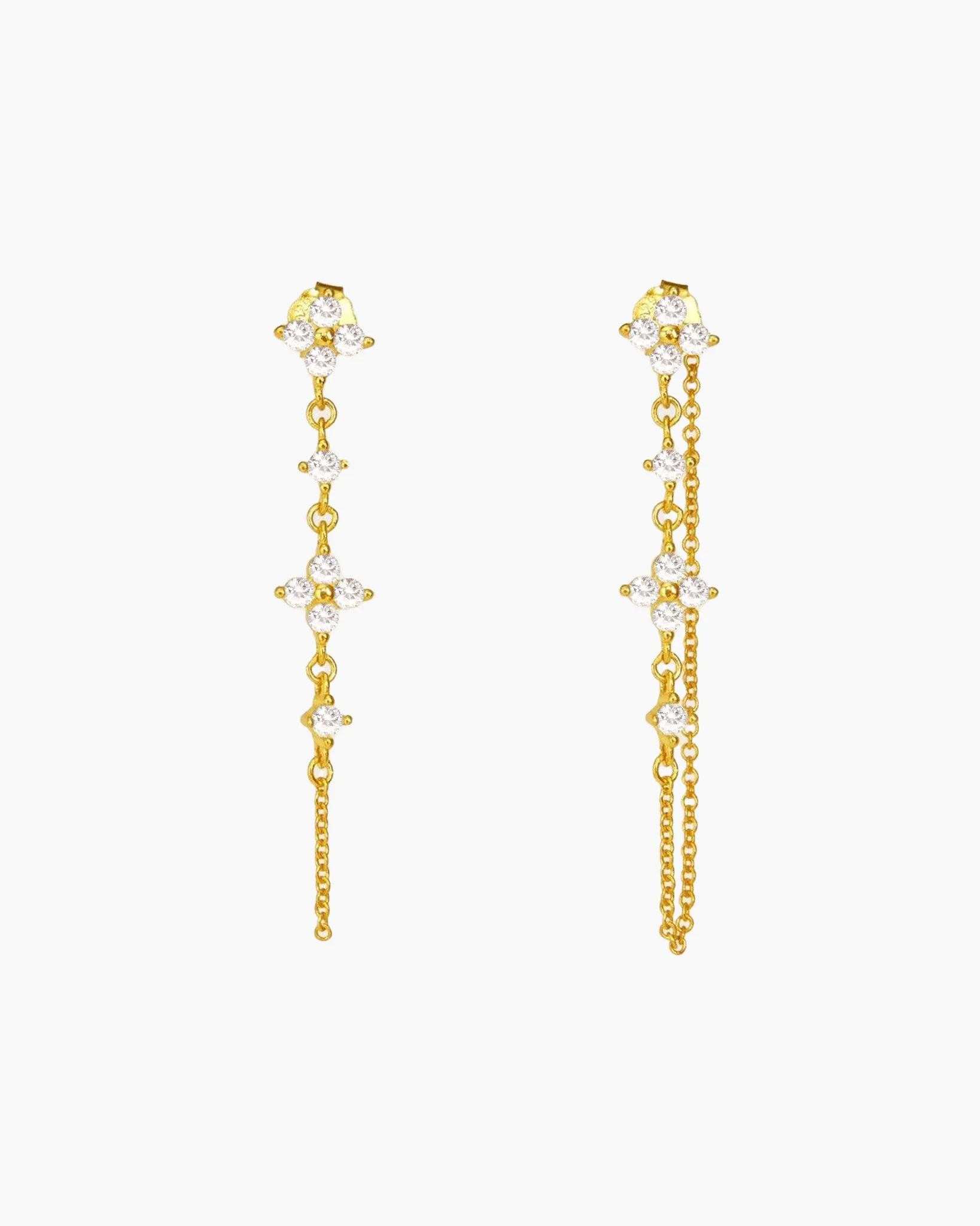 Gold Clover Drop Earrings sold by en route