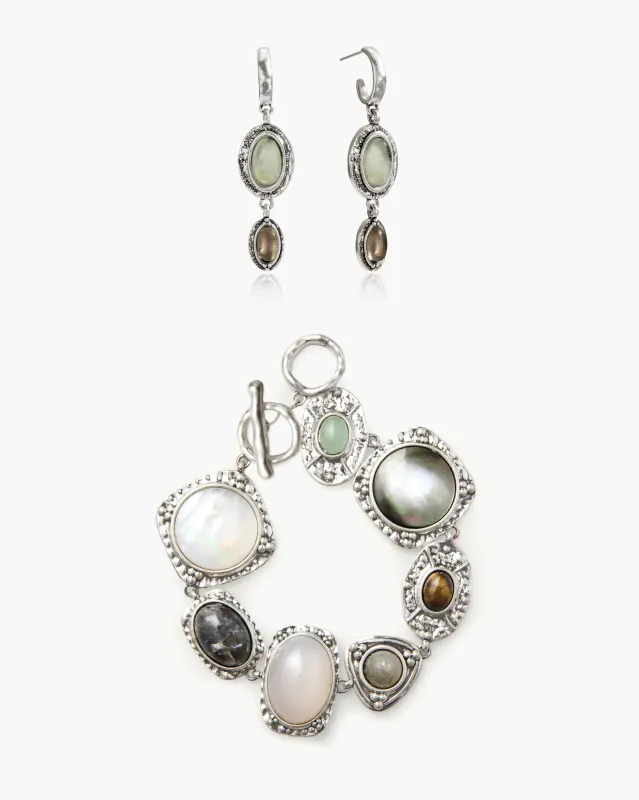 Athena Bracelet & Moss Amulet Earrings Set made by En Route Jewelry