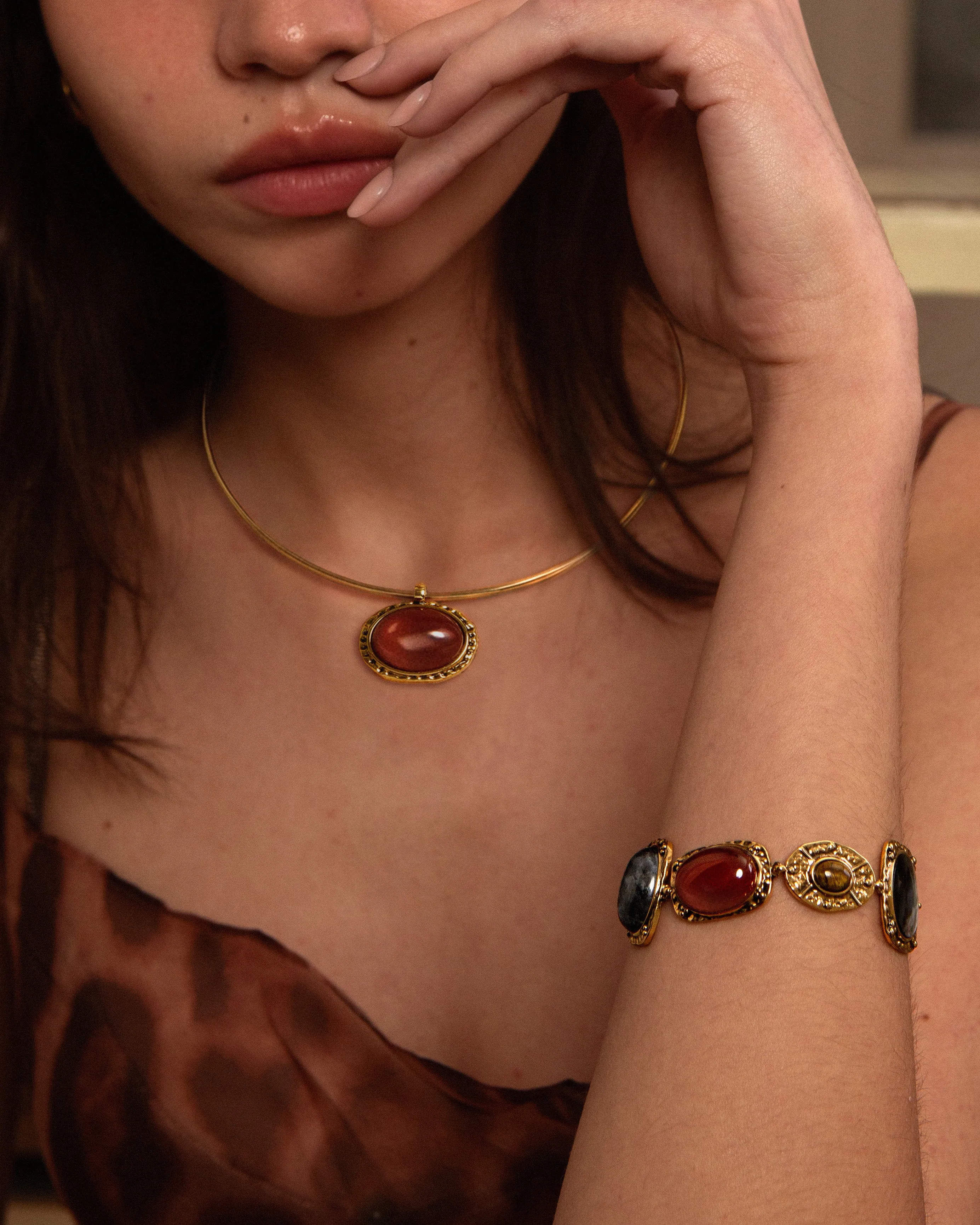 Venus Collar Necklace & Athena Bracelet Set in Gold sold by En Route Jewelry product image thumbnail 2
