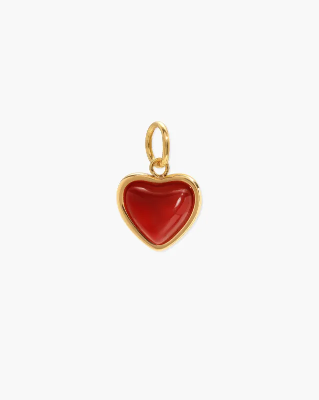 Carnelian Stone Heart Charm made by En Route Jewelry