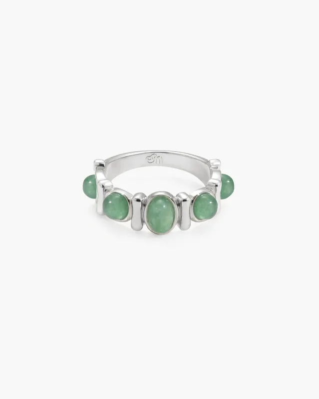 Green Aventurine Band Ring in Silver made by En Route Jewelry