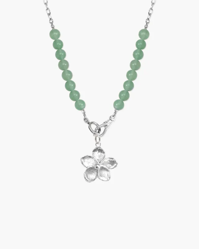 Green Aventurine Beaded Necklace with Charm Holder Clasp made by En Route Jewelry