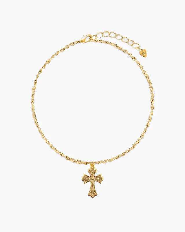 Relic Cross Charm Anklet in Gold made by en route