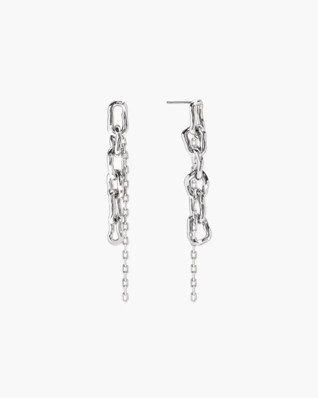 Molten Dual Chain Drop Earrings made by En Route Jewelry