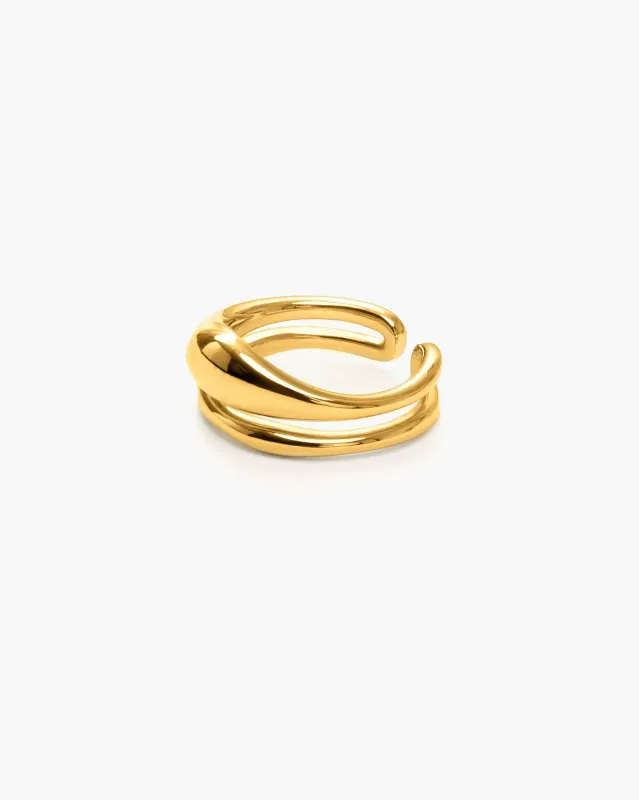 Twin Molten Ring in Gold made by En Route Jewelry