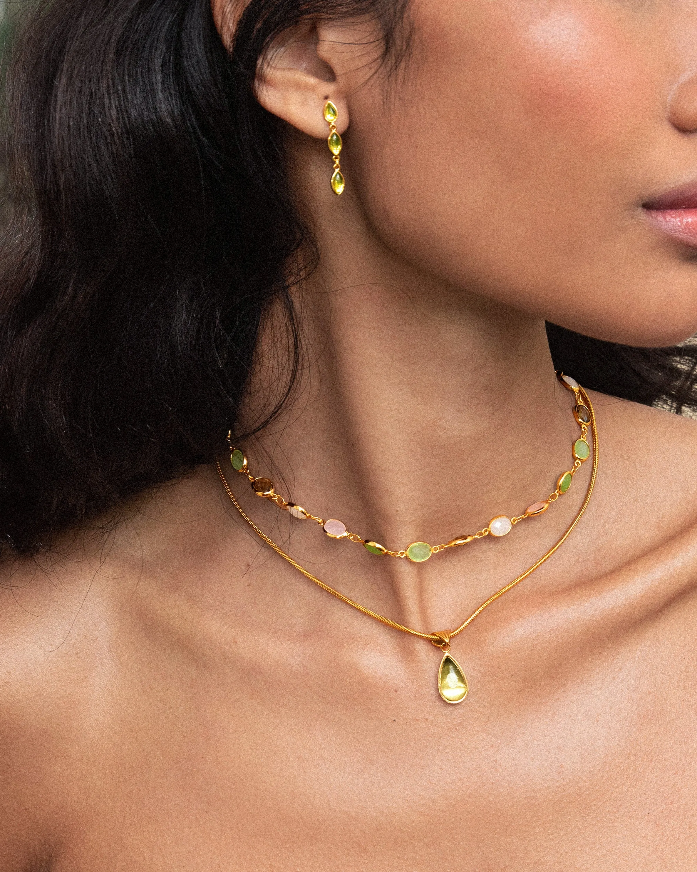 Waterdrop Necklace & Olive Marquise Earrings Set sold by En Route Jewelry product image thumbnail 2