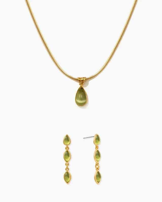 Waterdrop Necklace & Olive Marquise Earrings Set made by En Route Jewelry