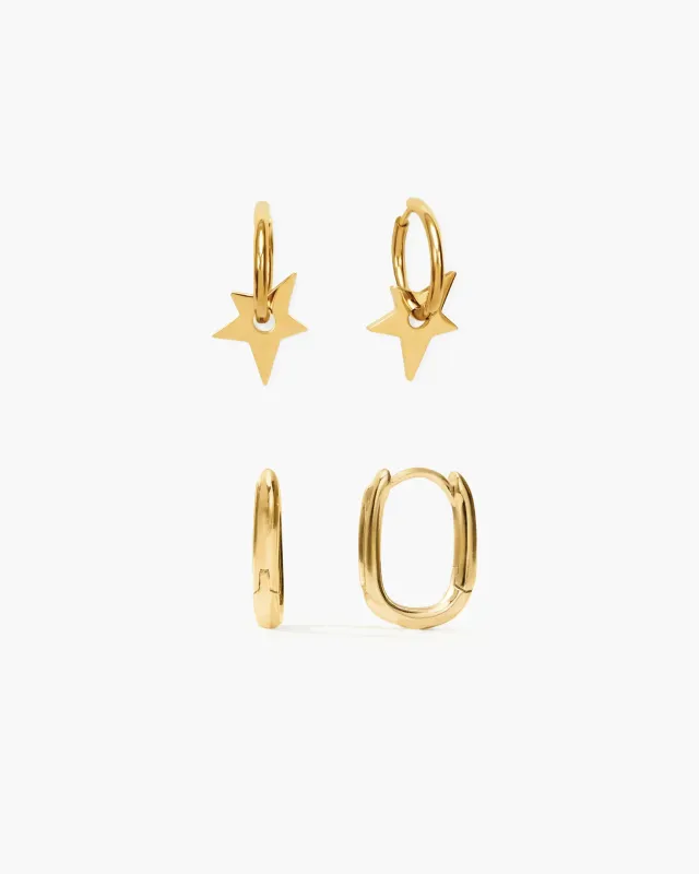 Star & Link Earrings Set made by En Route Jewelry