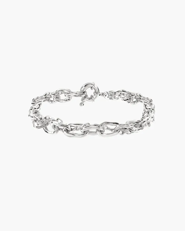 Molten Dual Chain Bracelet in Silver made by En Route Jewelry