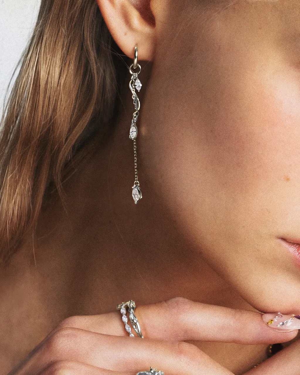 Aria Vine Drop Earrings in Silver sold by En Route Jewelry product image thumbnail 3
