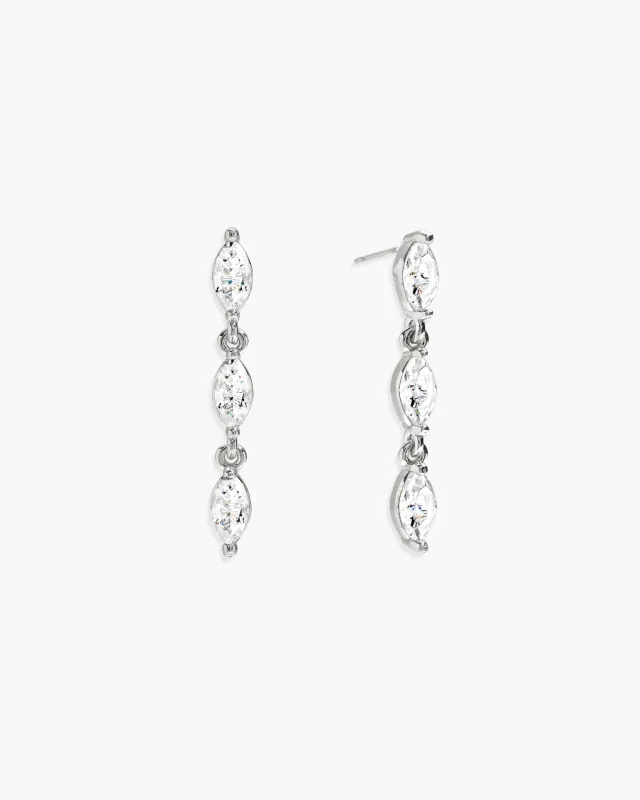 Crystal Marquise Earrings in Silver made by En Route Jewelry