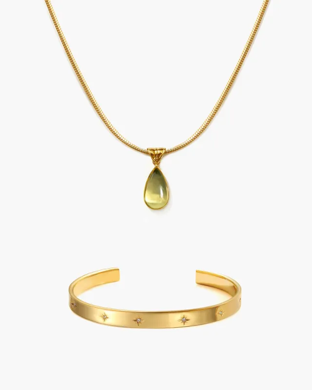 Waterdrop Necklace & Sunset Boulevard Bangle Set made by En Route Jewelry