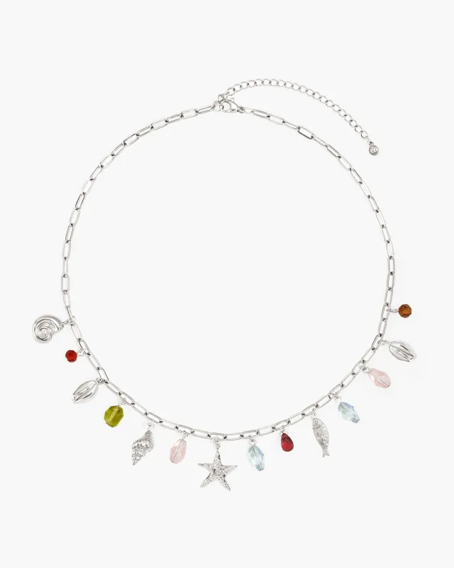 Coral Dancer Multi-charm Choker Necklace in Silver made by En Route Jewelry