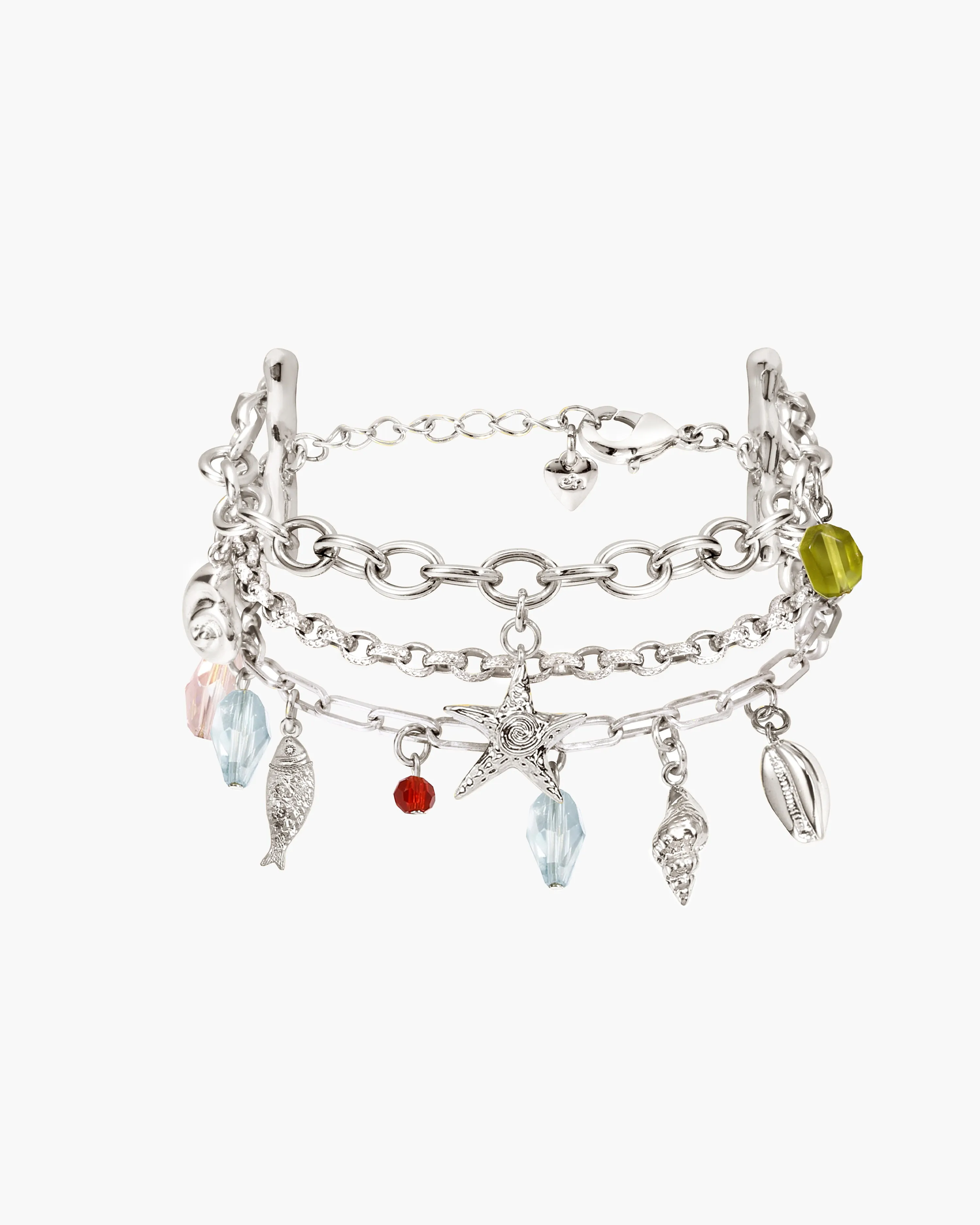 Coral Dancer Multi-charm Bracelet in Silver sold by en route