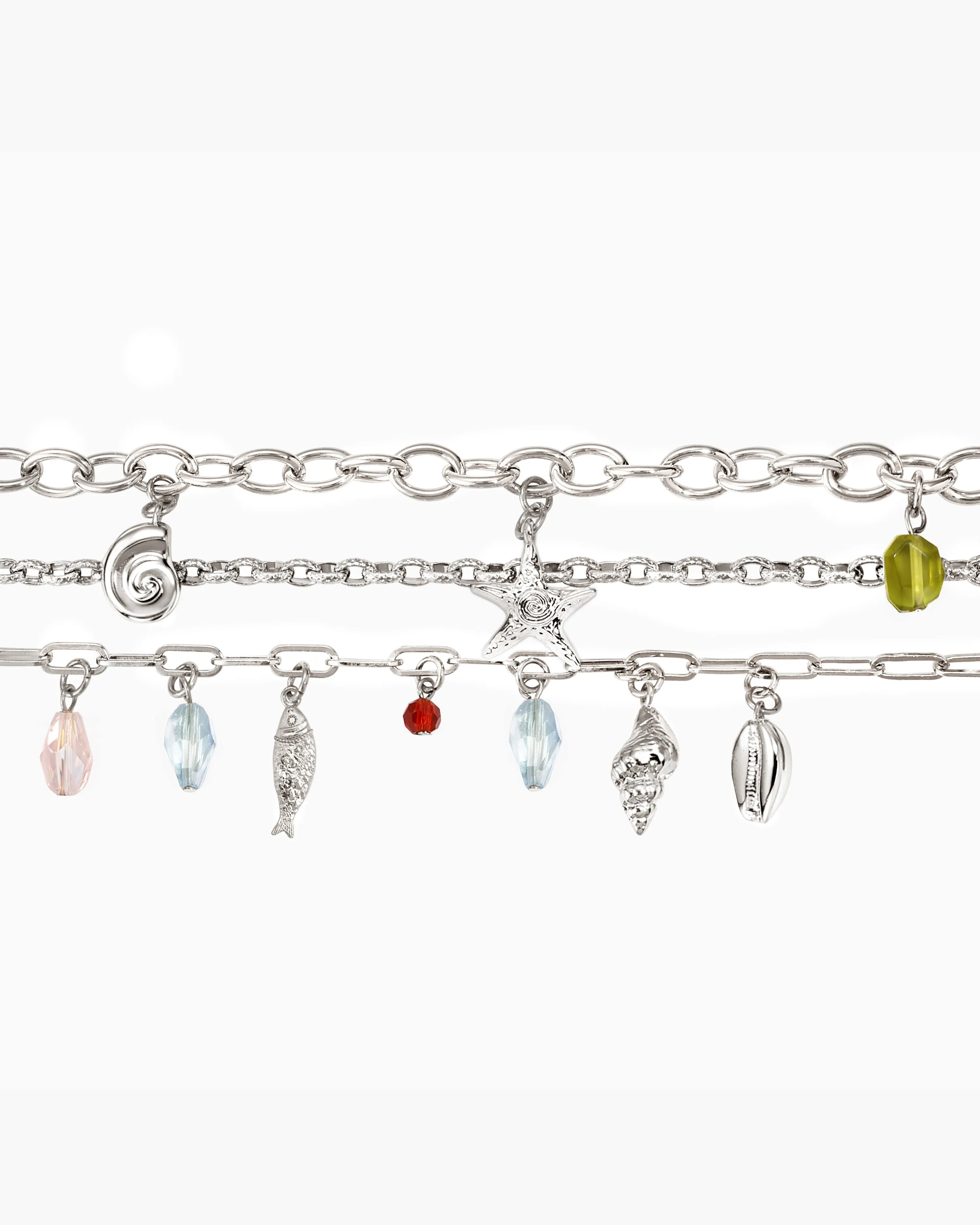 Coral Dancer Multi-charm Bracelet in Silver sold by en route product image thumbnail 3