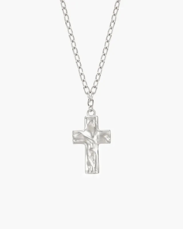 Icon Cross Necklace in Silver made by En Route Jewelry