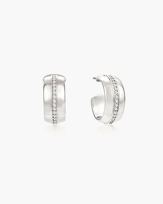 Vice Hoop Earrings in Silver made by En Route Jewelry