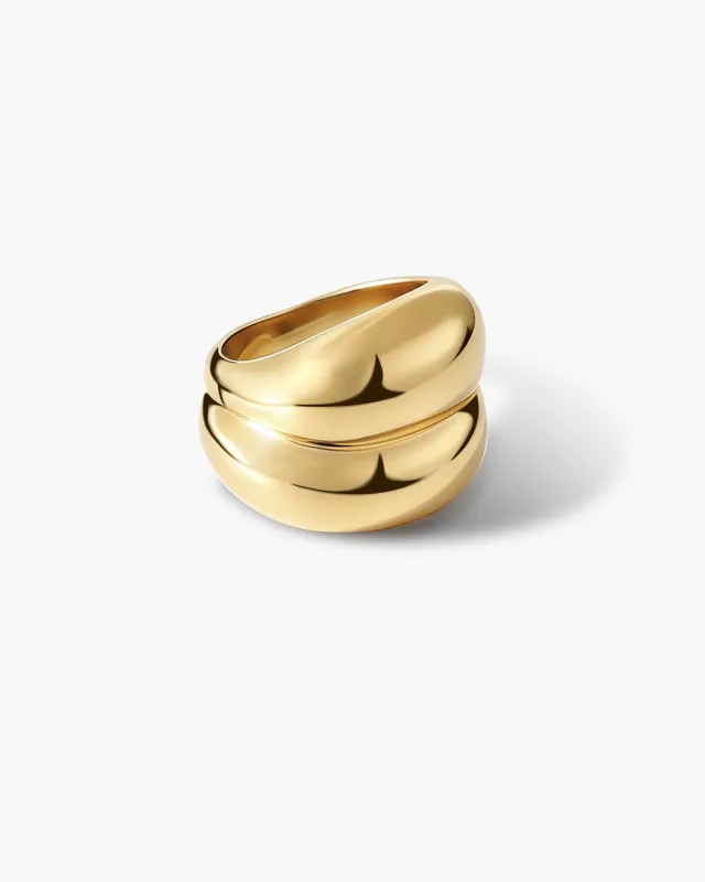 Double Pebble Ring in Gold made by En Route Jewelry